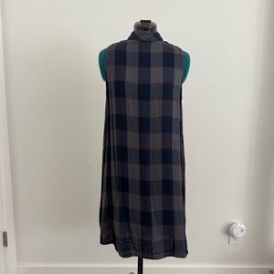Cloth & Stone Navy and Gray Plaid Midi Dress